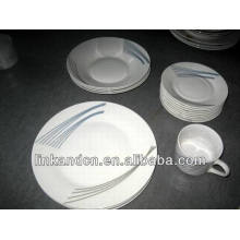 Haonai 20pcs simple decal brilliant porcelain dinnerware sets